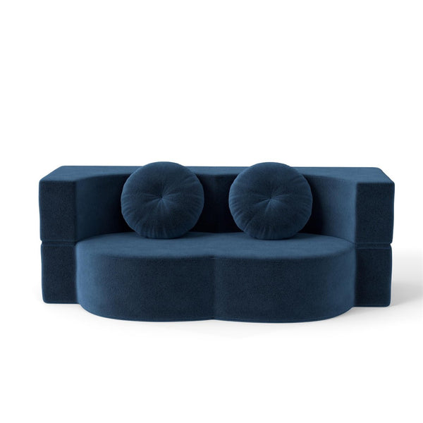 English Elm Folding Foam Futon Sofa Sleeper Twin Size Floor Lounger for Guest or Studio Use Blue W2353P386232