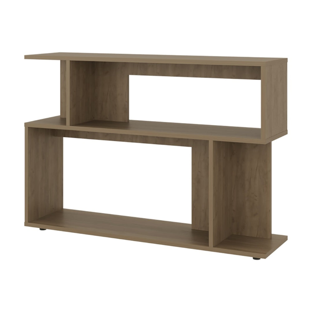 English Elm Bell Contemporary Wood Wall Shelf with Two Open Levels for Home Office or Living Room B128P473987