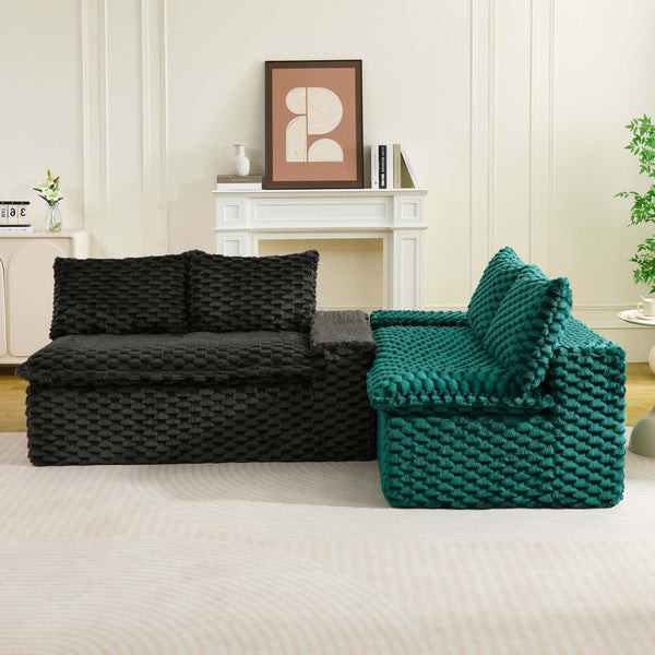 English Elm Luxury Color-Block Turtle Velvet Sofa - Versatile Seating For Modern Living Rooms, Cozy Style & Comfort W3371S00055