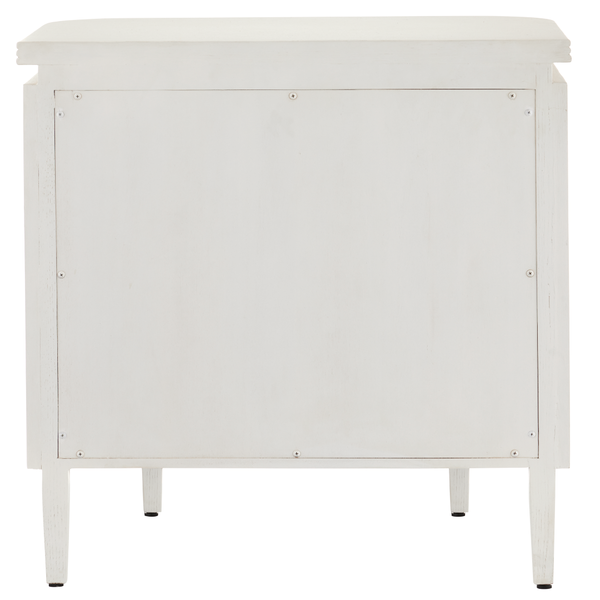 Briallen Elegant White Nightstand with Gold Floral Pull, Soft-Close Drawers & Safety Features