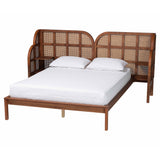 Baxton Studio Cascadia Mid-Century Modern Walnut Brown Wood King Size Wingback Platform Bed