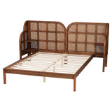 Baxton Studio Cascadia Mid-Century Modern Walnut Brown Wood King Size Wingback Platform Bed