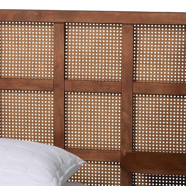 Baxton Studio Cascadia Mid-Century Modern Walnut Brown Wood King Size Wingback Platform Bed