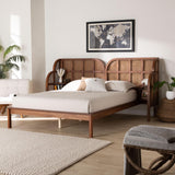 Baxton Studio Cascadia Mid-Century Modern Walnut Brown Wood King Size Wingback Platform Bed