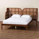 Baxton Studio Cascadia Mid-Century Modern Walnut Brown Wood King Size Wingback Platform Bed