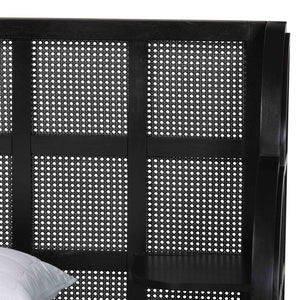 Baxton Studio Cascadia Mid-Century Modern Ebony Black Wood Queen Size Wingback Platform Bed