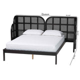 Baxton Studio Cascadia Mid-Century Modern Ebony Black Wood Queen Size Wingback Platform Bed