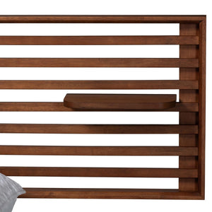 Baxton Studio Baxton Studio Elvina Mid-Century Platform Bed with Built-In Shelves for Stylish Bedroom Storage Solutions King MG0228-Ash Walnut-King