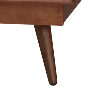 Baxton Studio Baxton Studio Elvina Mid-Century Platform Bed with Built-In Shelves for Stylish Bedroom Storage Solutions King MG0228-Ash Walnut-King