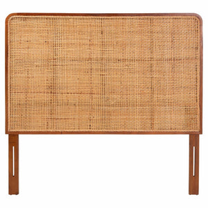 Baxton Studio bali Caspia Bohemian Queen Headboard - Handcrafted Natural Rattan & Mahogany for Coastal Charm Caspia-Teak-HB-Queen-KD