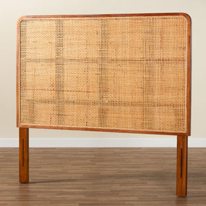 Baxton Studio bali Caspia Bohemian Queen Headboard - Handcrafted Natural Rattan & Mahogany for Coastal Charm Caspia-Teak-HB-Queen-KD