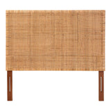 bali & pari Lesia Bohemian Natural Rattan and Mahogany Wood Queen Size Headboard