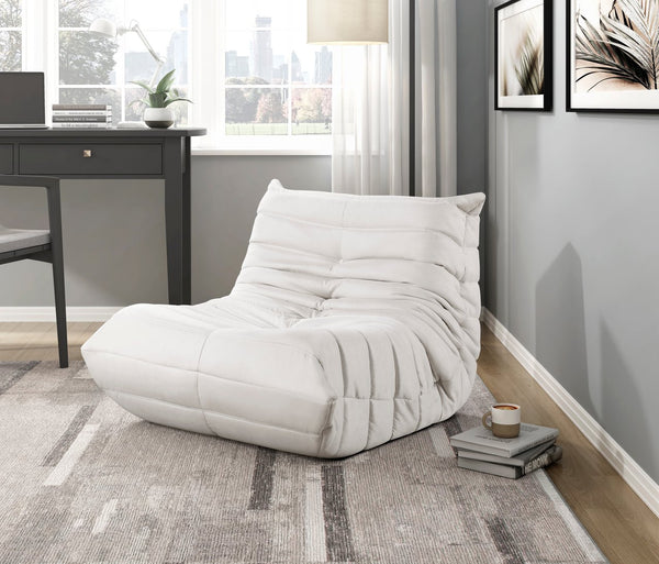 English Elm Luxury plush tufted floor chair with microfiber pleats, wide comfy seat, non-slip base for lounging Beige 32.5 L x 39 W x 27 H B011P300061