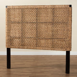 bali & pari Alise Bohemian Seagrass and Dark Brown Mahogany Wood King Size Headboard