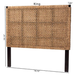 bali & pari Alise Bohemian Seagrass and Dark Brown Mahogany Wood King Size Headboard