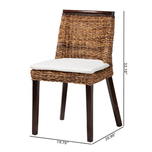 Baxton Studio bali Bali Abbas Bohemian Seagrass Dining Chair - Handcrafted Mahogany, Removable Cushion, Stylish Comfort MD-39696 Magic-Dark Brown/Abaca Natural-DC