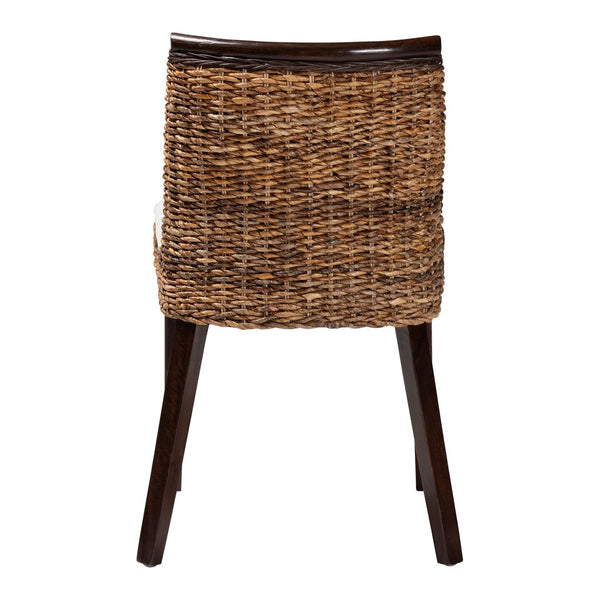 Baxton Studio bali Bali Abbas Bohemian Seagrass Dining Chair - Handcrafted Mahogany, Removable Cushion, Stylish Comfort MD-39696 Magic-Dark Brown/Abaca Natural-DC