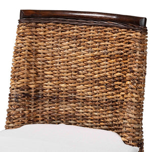 Baxton Studio bali Bali Abbas Bohemian Seagrass Dining Chair - Handcrafted Mahogany, Removable Cushion, Stylish Comfort MD-39696 Magic-Dark Brown/Abaca Natural-DC