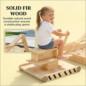 English Elm Kids Outdoor Wooden Sandbox with Rotating Digger Arm Fir Wood Backyard Play Set T3971P486881