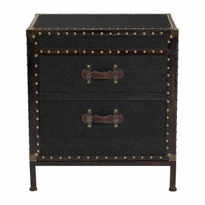 Baxton Studio Baxton Laura Vintage Black Canvas 2-Drawer End Table Trunk - Stylish Storage for Any Room JY23B236-Laura Black Trunk-ET