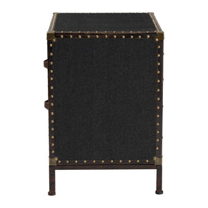 Baxton Studio Baxton Laura Vintage Black Canvas 2-Drawer End Table Trunk - Stylish Storage for Any Room JY23B236-Laura Black Trunk-ET