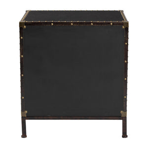 Baxton Studio Baxton Laura Vintage Black Canvas 2-Drawer End Table Trunk - Stylish Storage for Any Room JY23B236-Laura Black Trunk-ET
