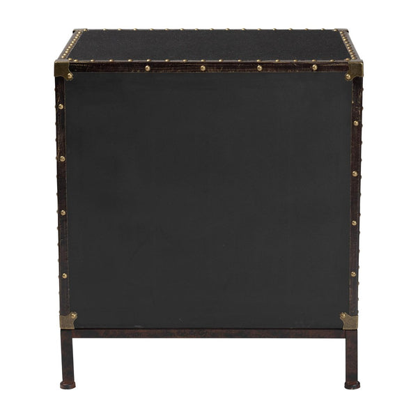 Baxton Studio Baxton Laura Vintage Black Canvas 2-Drawer End Table Trunk - Stylish Storage for Any Room JY23B236-Laura Black Trunk-ET