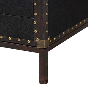 Baxton Studio Baxton Laura Vintage Black Canvas 2-Drawer End Table Trunk - Stylish Storage for Any Room JY23B236-Laura Black Trunk-ET