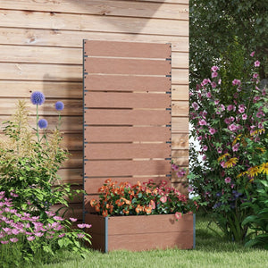 English Elm Outsunny Raised Planter Box with Vertical Trellis Composite Wood Outdoor Patio Garden Brown W2225P174394