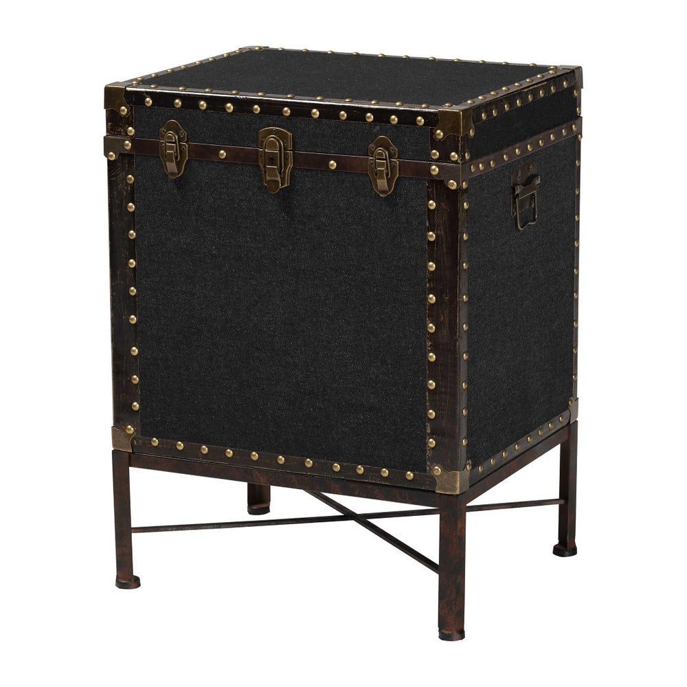 Baxton Studio Baxton Studio Vintage-Industrial Canvas Lift-Top Trunk End Table for Stylish Storage & Decor JY23B237-Open Box Laura Black-ET