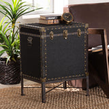 Baxton Studio Laura Vintage Black Canvas Lift-Top Trunk End Table