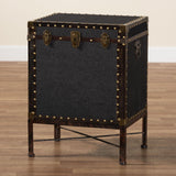 Baxton Studio Laura Vintage Black Canvas Lift-Top Trunk End Table