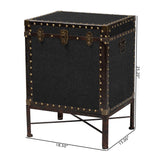 Baxton Studio Laura Vintage Black Canvas Lift-Top Trunk End Table