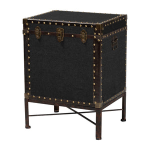 Baxton Studio Laura Vintage Black Canvas Lift-Top Trunk End Table