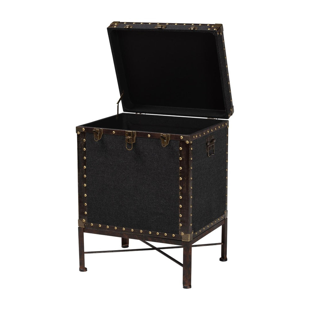 Baxton Studio Baxton Studio Vintage-Industrial Canvas Lift-Top Trunk End Table for Stylish Storage & Decor JY23B237-Open Box Laura Black-ET