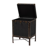 Baxton Studio Laura Vintage Black Canvas Lift-Top Trunk End Table