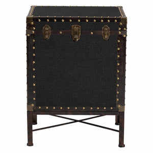 Baxton Studio Laura Vintage Black Canvas Lift-Top Trunk End Table