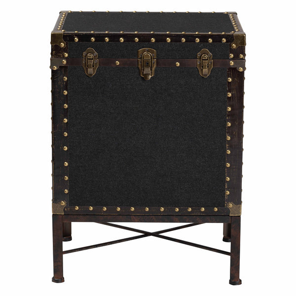 Baxton Studio Laura Vintage Black Canvas Lift-Top Trunk End Table