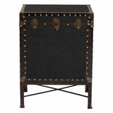 Baxton Studio Laura Vintage Black Canvas Lift-Top Trunk End Table