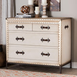 Baxton Studio Benton Vintage White Canvas 4-Drawer Storage Cabinet