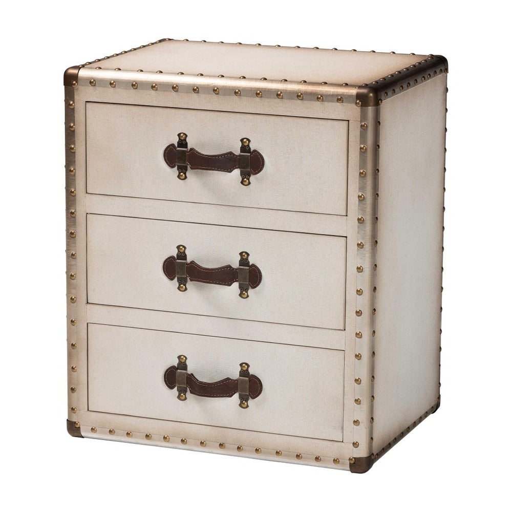 Baxton Studio Baxton Studio Mallison Vintage 3-Drawer End Table with Industrial Design and Practical Storage Solutions White JY23B241-White-ET