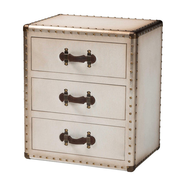 Baxton Studio Baxton Studio Mallison Vintage 3-Drawer End Table with Industrial Design and Practical Storage Solutions White JY23B241-White-ET