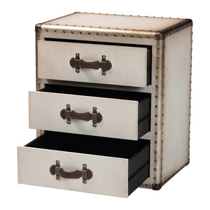 Baxton Studio Baxton Studio Mallison Vintage 3-Drawer End Table with Industrial Design and Practical Storage Solutions White JY23B241-White-ET