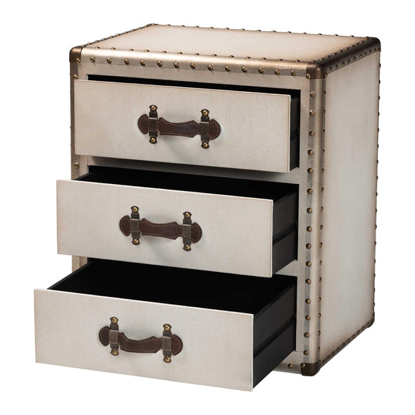 Baxton Studio Baxton Studio Mallison Vintage 3-Drawer End Table with Industrial Design and Practical Storage Solutions White JY23B241-White-ET