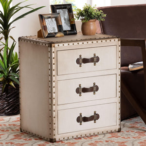 Baxton Studio Baxton Studio Mallison Vintage 3-Drawer End Table with Industrial Design and Practical Storage Solutions White JY23B241-White-ET
