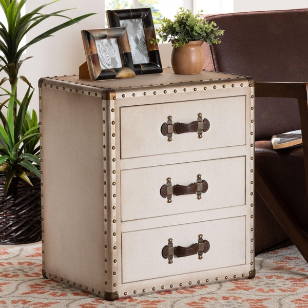 Baxton Studio Baxton Studio Mallison Vintage 3-Drawer End Table with Industrial Design and Practical Storage Solutions White JY23B241-White-ET
