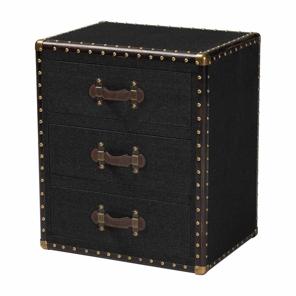 Baxton Studio Baxton Studio Mallison Vintage 3-Drawer End Table with Industrial Design and Practical Storage Solutions Black JY23B241-Black-ET