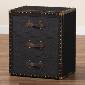 Baxton Studio Baxton Studio Mallison Vintage 3-Drawer End Table with Industrial Design and Practical Storage Solutions Black JY23B241-Black-ET