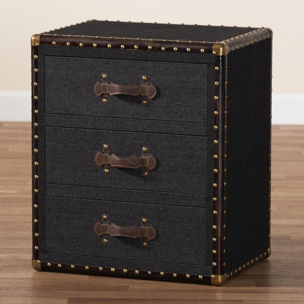 Baxton Studio Baxton Studio Mallison Vintage 3-Drawer End Table with Industrial Design and Practical Storage Solutions Black JY23B241-Black-ET