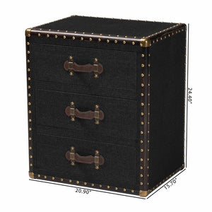 Baxton Studio Baxton Studio Mallison Vintage 3-Drawer End Table with Industrial Design and Practical Storage Solutions Black JY23B241-Black-ET